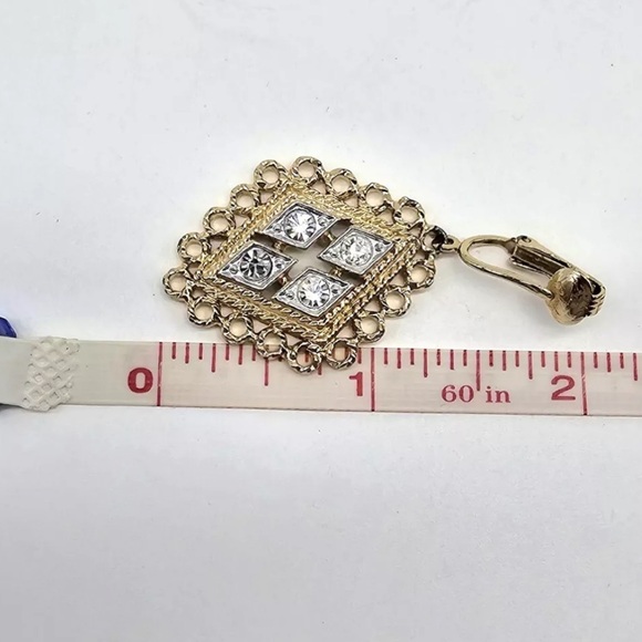 Vintage Sarah Coventry Rhinestone Clip Earrings Gold Rhinestone Party Dangle - Picture 12 of 12